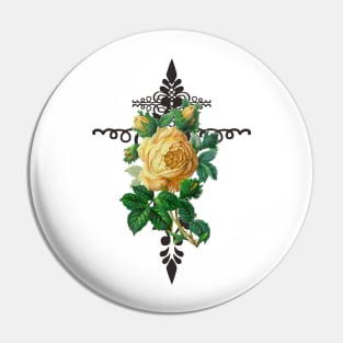 Yellow Rose Cross Abstract Design Pin