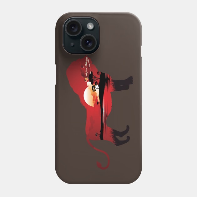 Red African Sunset with Lion Phone Case by AnnArtshock