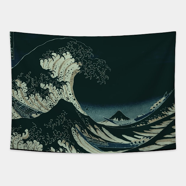 Hokusai Great Wave off Kanagawa at Night Tapestry by Christine aka stine1