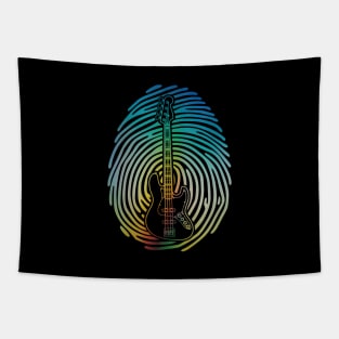 Fingerprint Bass Guitar Outline Colorful Theme Tapestry