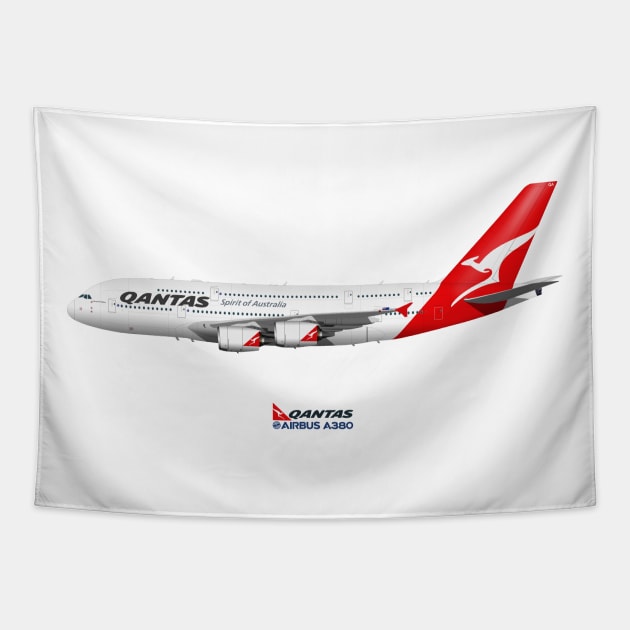 Illustration of Qantas Airways Airbus A380 Tapestry by SteveHClark