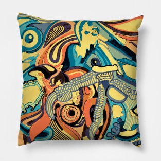 Gold Hue Bird Pattern Pillow