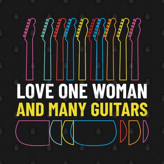 Love One Woman and Many Guitars Guitar Outline by nightsworthy