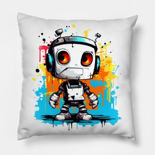 Cute cartoon Robot. Funny cyborg. Pillow