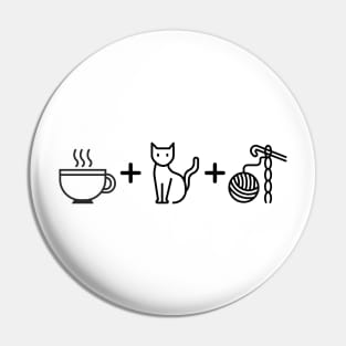 Coffee, Cats & Crochet - white Pin