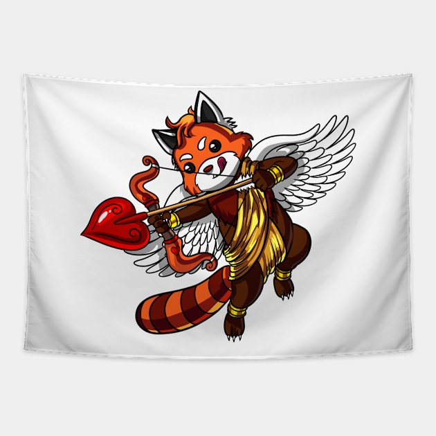 Red Panda Bear Cupid Tapestry by underheaven