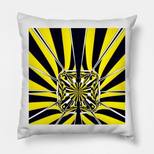 Bright yellow and black chevron floral fantasy pattern in the style of David Hockney Pillow