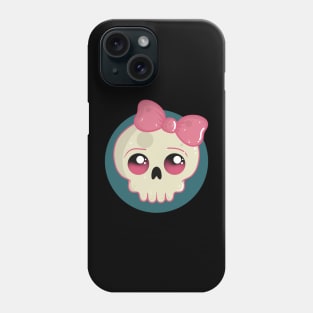 Cute Girly Skull with a Pink Ribbon Phone Case