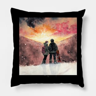 Snowboarder Couple Gift Idea Pillow