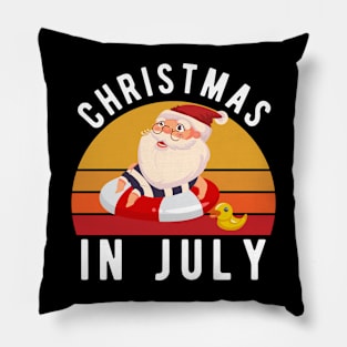 Christmas In July T-Shirt Funny Santa Summer Beach Vacation Pillow