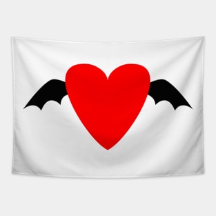 Dark Love, Batwing Heart, Bat Heart Tapestry