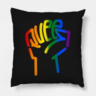 Queer power rainbow dark version Pillow