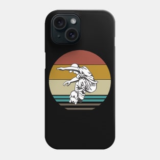 80s Retro Skateboard Rider On A Sun Background Phone Case