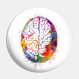 Human Brain Watercolor Anatomy Pin