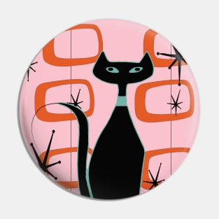 Retro Cat Sitting in front of MCM Artwork Pin