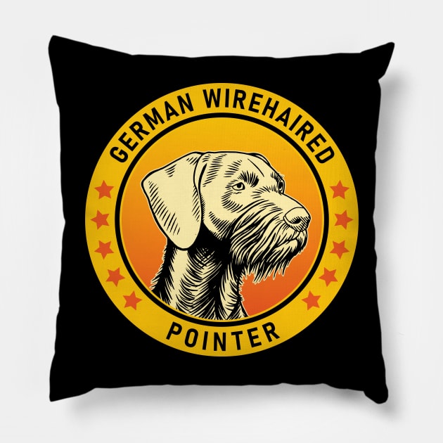 German Wirehaired Pointer Dog Portrait Pillow by millersye