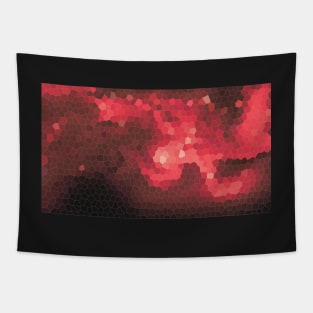 Red Geometric Landscape Tapestry