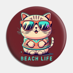 Beach Life Cool Cat Pin