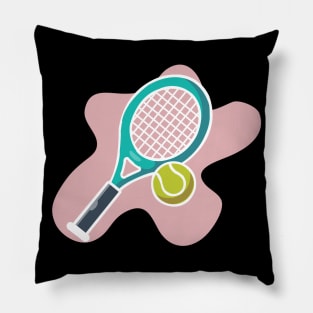 Graphic Tennis Racket And Tennis Ball Pillow