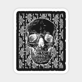 goth skull with weird flower wallpaper background Magnet