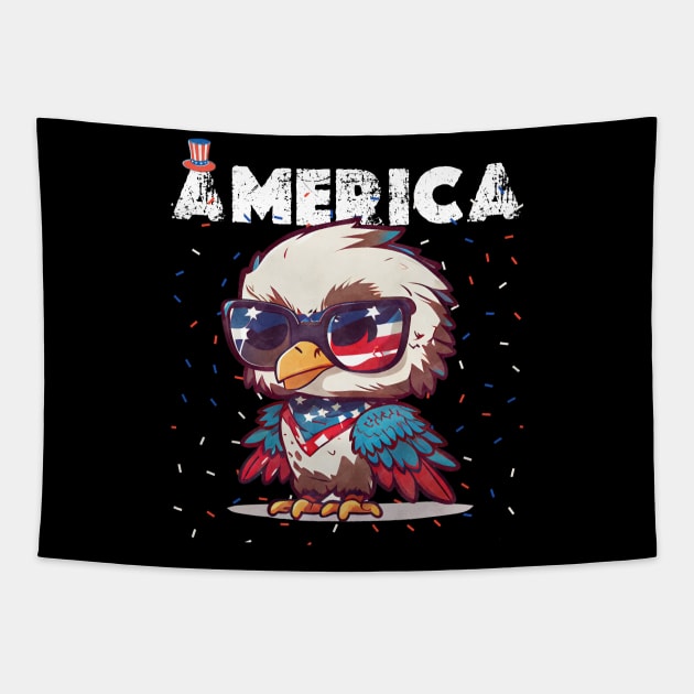 Rainbow American Flag Women Patriotic Shirt 4th of July Memorial Patriotic style retro vintage 80s Tapestry by graphicaesthetic ✅