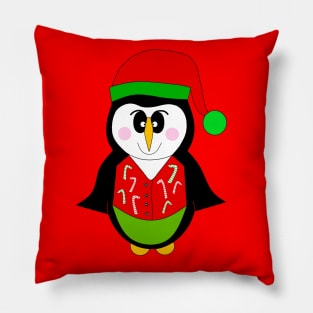 MERRY Christmas Festive Penguin Pillow