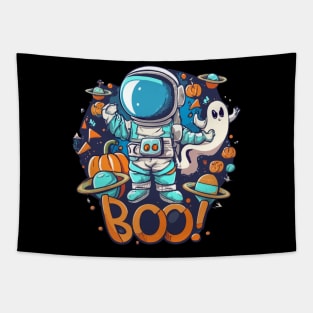 Funny Halloween Boo Ghost Pumpkin Astronaut Lovers Tapestry