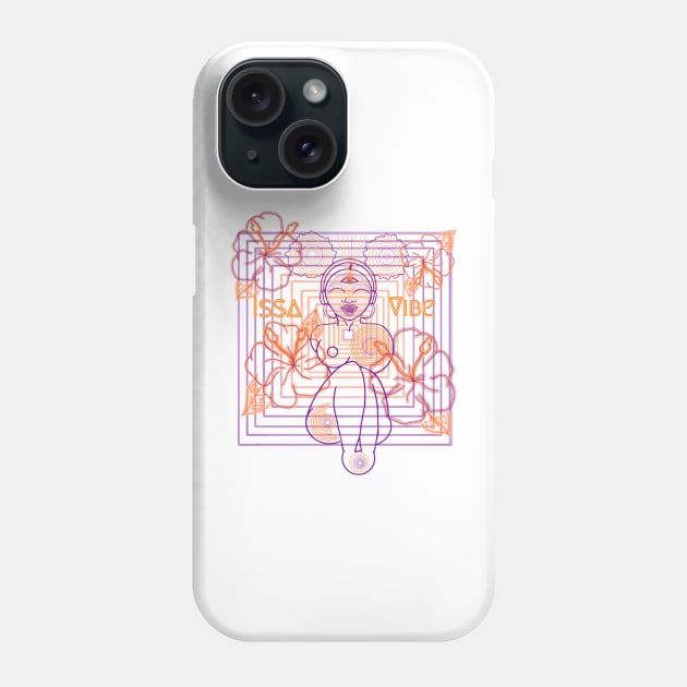 Psychedelic Issa Vibe Spacey Earth Girl (matte sun yellow bg, purple and goldish orange variation) Phone Case by VantaTheArtist