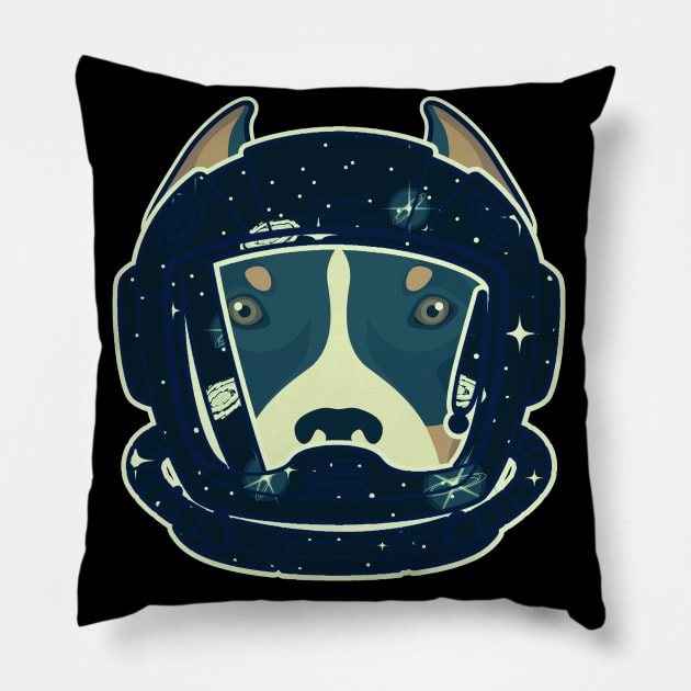 Astronaut Pitbull Pillow by FullOnNostalgia