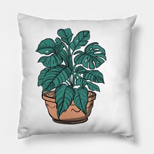 Kawaii Monstera in a Pot Pillow