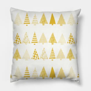 Golden textured Christmas tree silhouettes on white Pillow