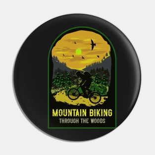 Mountain biking through the woods Pin