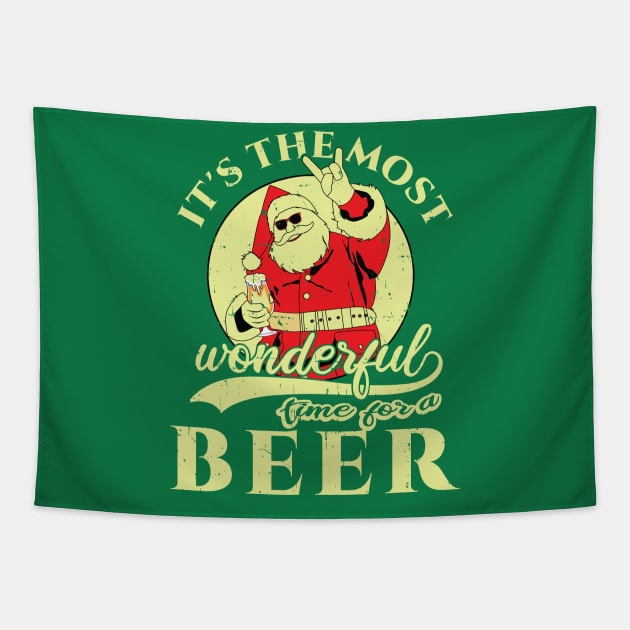 Funny Beer Ugly Christmas Sweater Most Wonderful Time for a Beer T-Shirt Tapestry by Zooha131