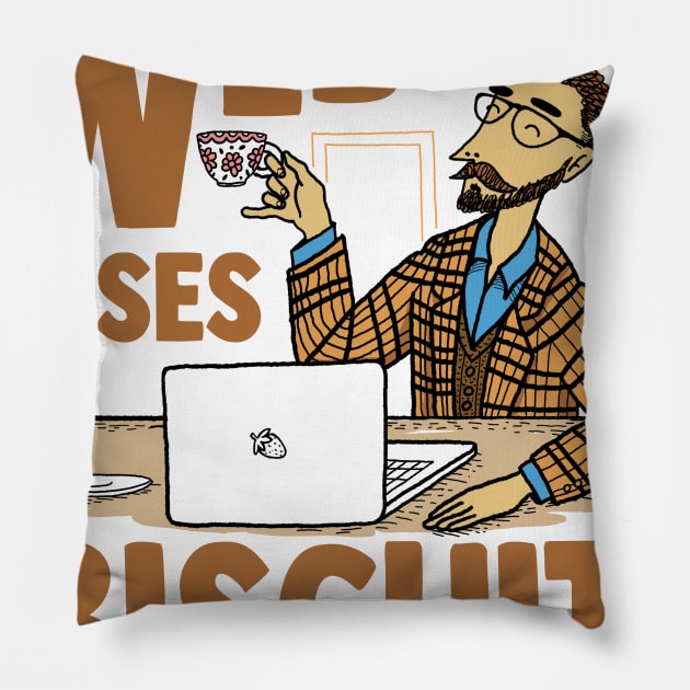 This Website Uses Biscuits - Funny British Meme Pillow by ShirtHappens