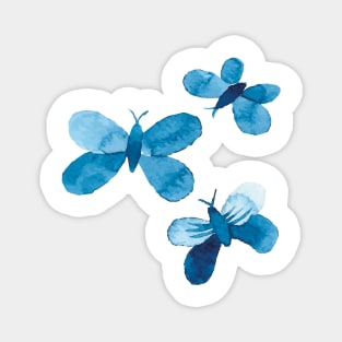 watercolor butterflies and flowers in blue, seamless repeat pattern Magnet