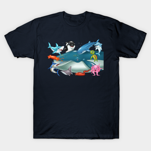 Sea Ocean Animals Illustration - Sea Life - T-Shirt