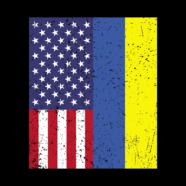 UKRAINIAN ROOTS TSHIRT | Half American Flag | UKRAINE by petemphasis