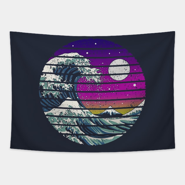 Great Retro Wave Night Tapestry by NMdesign