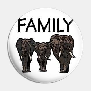 Family Father Mother Child Elephants Pin