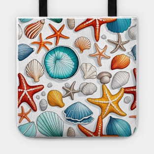 Seashore Serendipity: Starfish, Sea Shells, Pearls Tote