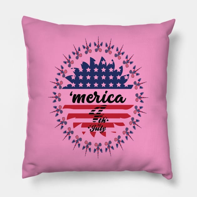 Unicorn America 4th Of July Pillow by stadia-60-west