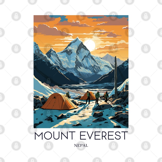A Pop Art Travel Print of Mount Everest - Nepal by Studio Red Koala