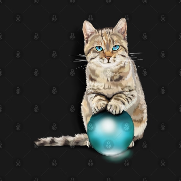 Cat on Glass Ball by Markyartshop