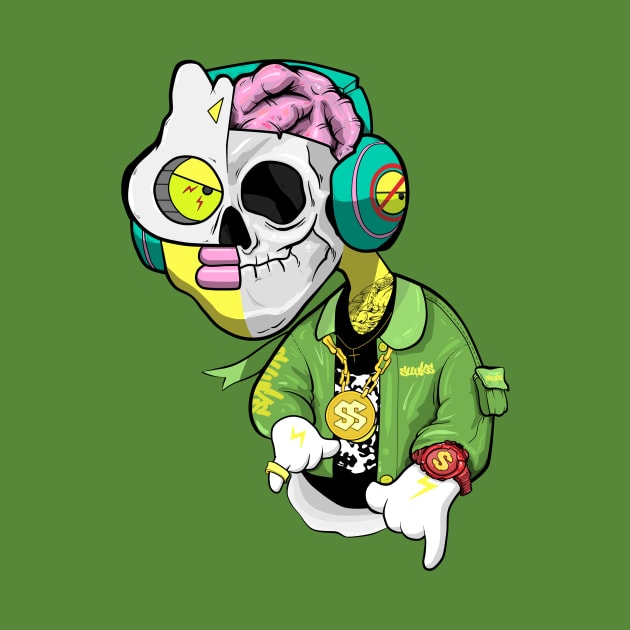 Dope half skulls half Slluks character original design by slluks_shop