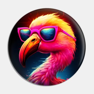 Cool Tropical Flamingo Wearing Sunglasses Pin