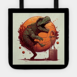 Dinosaur Playing Basketball Funny Tote