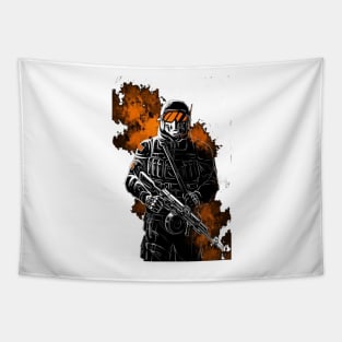 a soldier with his weapon Tapestry