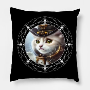 Cute little steampunk kitten Pillow