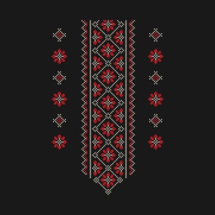 Palestinian Jordanian Arabic Traditional Tatreez Realistic Embroidery Pattern17-drk T-Shirt