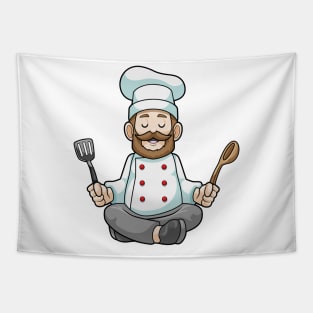 Chef with Cooking apron & Wooden spoon at Yoga Tapestry